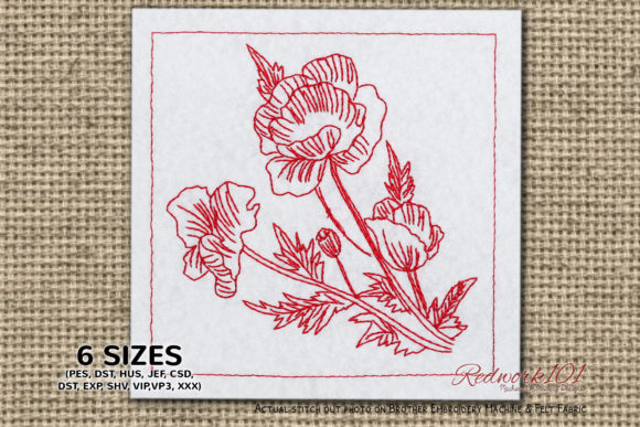 Artistic Poppies: A Redwork Review for Boutique Sweatshirts